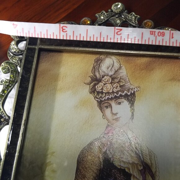 Tizo Italian Enamel Metal Photo Frame Retired Swarovski Crystals Ornate 3x3 - Picture 10 of 16